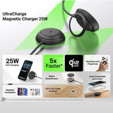 Belkin BoostCharge Pro Qi2 Magnetic Wireless Charger in black with integrated kickstand on a minimalist desk. Customised Corporate Gift