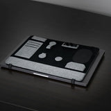 BrandChargerClipboardPro Grey Eco-Friendly Modular Magnetic Desk Organizer with phone stand and stationery on a dark desk _corporate gift shop