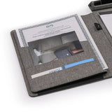 Grey BrandChargerNotyFolioEco Sustainable Business Organizer with integrated phone stand and A5 notebook corporate gift