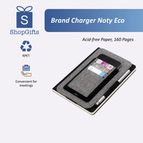 Notebook with pen holder and branding elements 