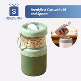 Premium 860ml dual-layer insulated breakfast cup featuring a 304 stainless steel interior, top dry-food compartment, and integrated spoon, ideal for corporate branding