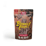 Packaged brownie crisp with chocolate pieces on a white background