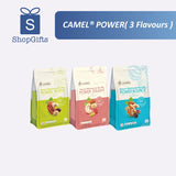 Three Camel protein snack packages with 'ShopGifts' branding on a white background