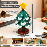 Christmas Tree Wooden Coster Set