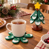 Christmas Tree Wooden Coster Set