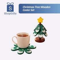 Christmas Tree Wooden Coster Set