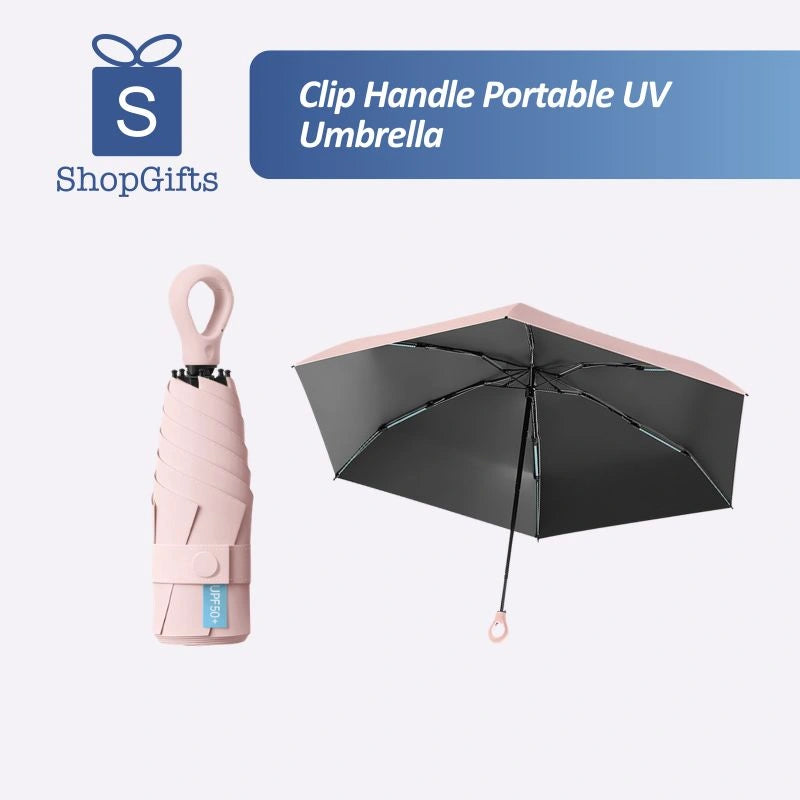 Clip Handle Portable UV Umbrella | Compact Sun Protection_customised corporate gifts singapore
