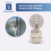 Clip Fan with Umbrella Shade & USB Charging