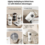 Spill-resistant lid and durable stainless steel construction