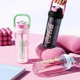 Chilled Coca-Cola Summer Cup with ice cubes and condensation, set against a vibrant sunny background, ideal for summer refreshment.