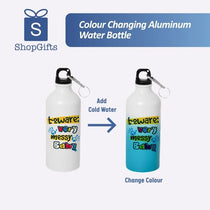 White and blue gradient colour changing aluminum sports bottle with carabiner clip and cold-sensitive color-changing technology. corporate gift supplier singapore
