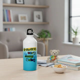 White and blue gradient colour changing aluminum sports bottle with carabiner clip and cold-sensitive color-changing technology. corporate gift supplier singapore