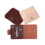 Compact 10-Piece Manicure Travel Set (YS-670) in brown PU case with neatly arranged grooming tools_corporate gifts
