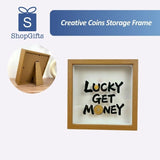 Creative Coins Storage Frame Coin Display in light wood frame with gold coins _corporate gifts