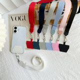 Adjustable woven crossbody phone lanyards in black, white, and navy with silver metal hardware_customised corporate gifts singapore