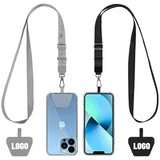 Adjustable woven crossbody phone lanyards in black, white, and navy with silver metal hardware_customised corporate gifts singapore
