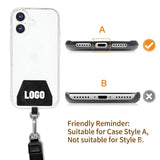 Adjustable woven crossbody phone lanyards in black, white, and navy with silver metal hardware_customised corporate gifts singapore