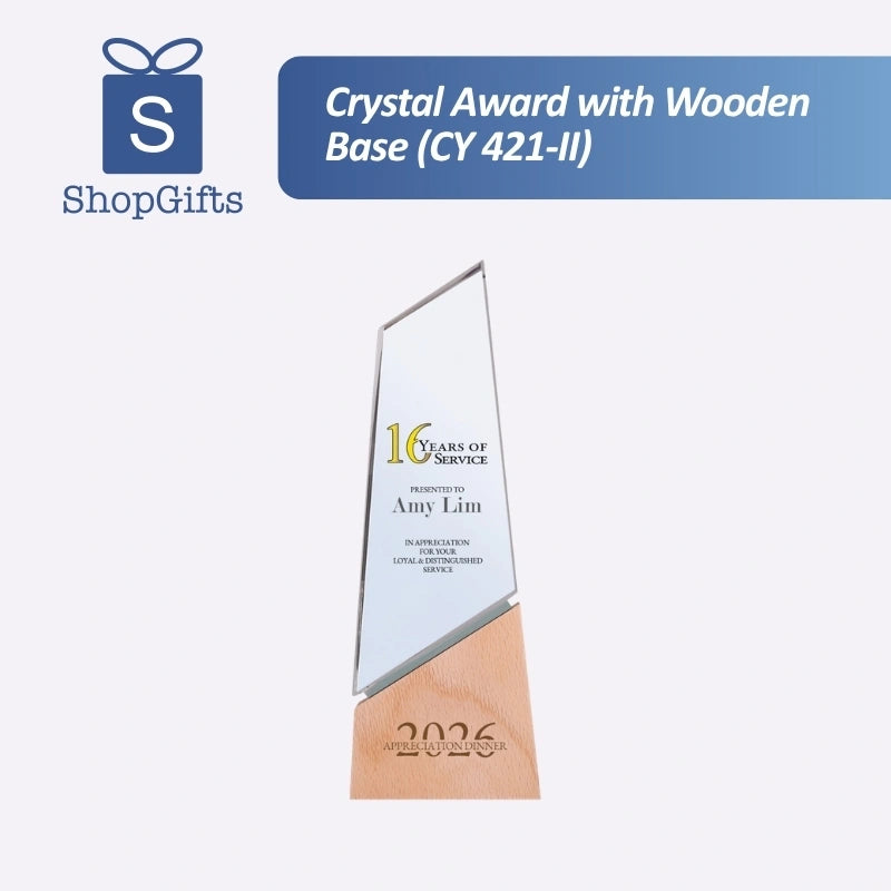 Crystal Award with Wooden Base (CY 421-II)