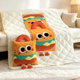 Stay cozy anywhere with the Gourmet Burger Convertible Travel Pillow Blanket. This 2-in-1 plush set features a soft cushion and a large quilted blanke._Unique door gift_corporate gifts