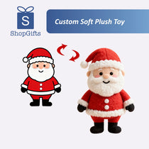 Make a plush toy in the shape of Santa Claus based on the reference illustration.