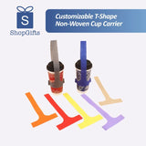 Customizable T-Shape Non-Woven Cup Carrier - Eco-Friendly _Coporate Gifts Supplier Singapore