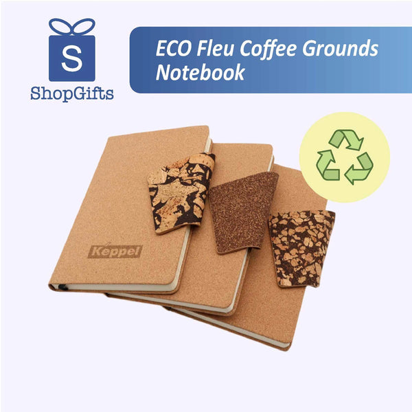 Eco Fleu notebook made from recycled coffee grounds, featuring a textured eco-friendly cover.