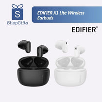 Matte Black and White Edifier X1 Lite Wireless Earbuds with compact charging case on a clean background_customised corporate gifts singapore_Employee Welcome Kit