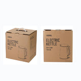 Two cardboard boxes for Thermos electric kettles on a white background