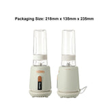 Two Thermos blenders on a white background with packaging size information.