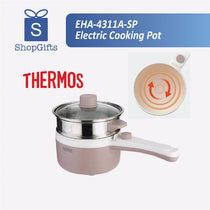 Thermos electric cooking pot with lid and handle on a white background, featuring ShopGifts branding.