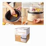 Multifunctional pot with cooking process and packaging on a white background