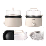 Multifunctional kitchen appliance with various components on a white background