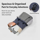 Everyday Colour Block Drawstring Backpack in orange, brown and cream, worn over the shoulder_corproate gift