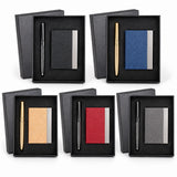 Executive Metal Pen Card Holder Set (GBA 396) in black gift box with gold pen and textured card case_Premium Corporate Gifts_Gift Set