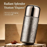 Premium Titanium Executive Gift Set with textured notebook and silver flask in a luxury presentation box_ corporate teacher gift_Premium Corporate Gift Set