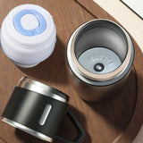 Navy blue Executive Triple-Cup Insulated Flask Set with three matching stainless steel cups_corporate gift