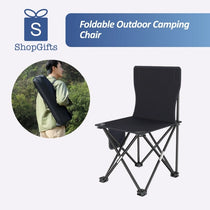Black Ultra-Lightweight Portable Folding Camping Chair with ergonomic backrest and side pocket_customised corporate gifts singapore