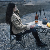 Black Ultra-Lightweight Portable Folding Camping Chair with ergonomic backrest and side pocket_customised corporate gifts singapore