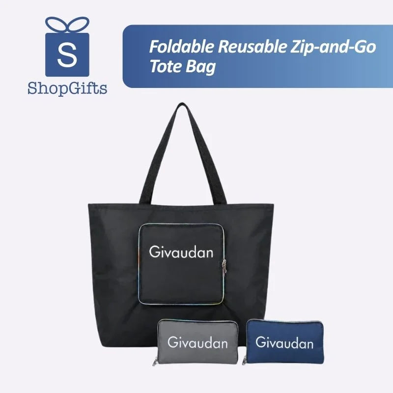 Foldable Reusable Zip-and-Go Tote Bag