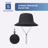 Black Ultra-Lightweight Packable Waterproof Sun Hat with adjustable chin strap and integrated storage pouch_corporate gift