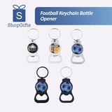 Polished silver and matte black zinc alloy keychain bottle openers with custom logo for FIFA World Cup _ corporate gifts
