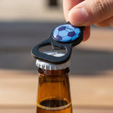 Polished silver and matte black zinc alloy keychain bottle openers with custom logo for FIFA World Cup _ corporate gifts