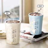 Uniquely designed octagon-shaped vacuum tumbler featuring a Lily of the Valley floral motif.