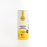 Gryphon Tea can with yellow label on a white background