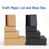 Two-piece Kraft Paper Lid and Base Boxes in natural brown and matte black finishes, showcasing a premium telescopic design for corporate gift packaging.