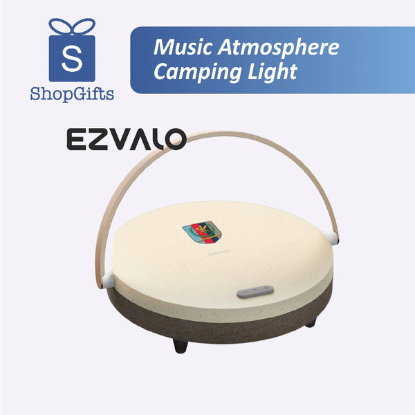 EZVALO camping light with handle on a white background, featuring ShopGifts logo.