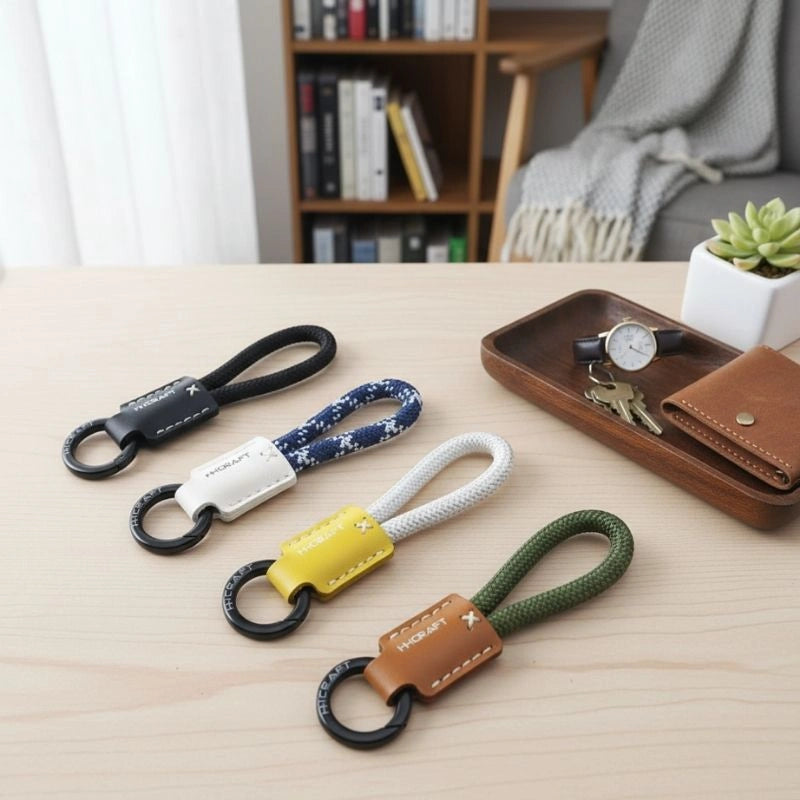 White Rope Keychain Leather Nylon Rope Keychain | ShopGifts | Corporate Gift Singapore