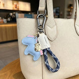 Braided Leather Key Organizer in blue and white and leather keychain _ corporate gift