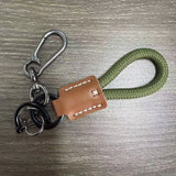 Braided Leather Key Organizer in green and leather keychain _ corporate gift