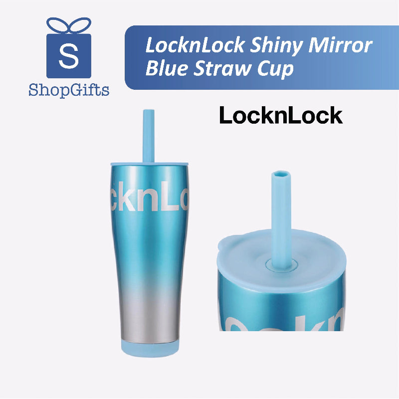 LocknLock Shiny Mirror Blue Straw Cup
